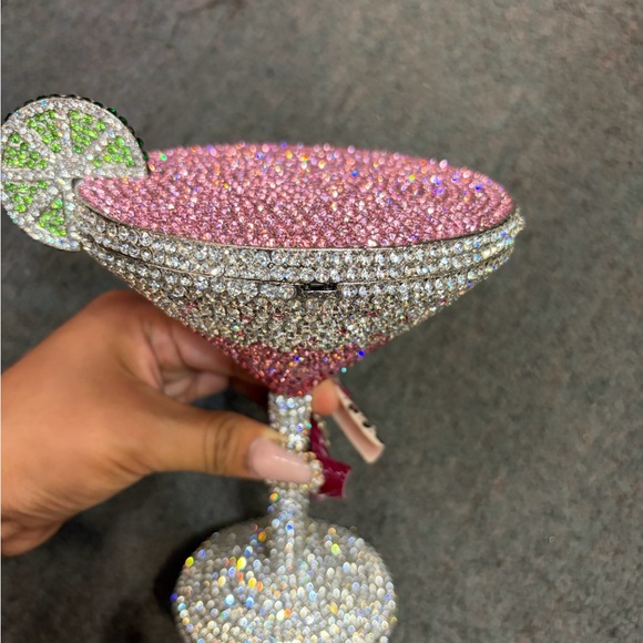 Crystal Martini Cup Clutch - Pink & Silver